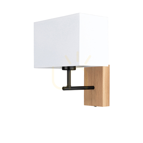 Kontrollera Lector vägglampa, oljad ek/svart, vit skärm, 1xE27, 22 cm