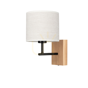 Lector vägglampa, oljad ek/svart, beige lampskärm, 1xE27, 21,5 cm small 0