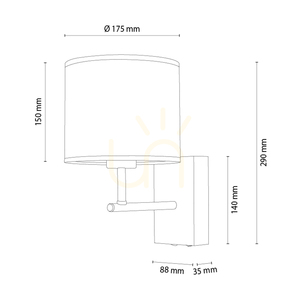 Lector vägglampa, oljad ek/svart, beige-svart lampskärm, 1xE27, 21,5 cm small 1