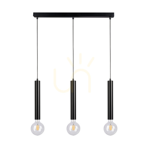 Kontrollera Cylindrisk taklampa 3xE27 max. 60 W Svart/Svart/Svart PVC 55 cm