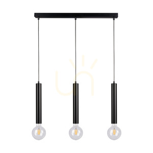 Cylindrisk taklampa 3xE27 max. 60 W Svart/Svart/Svart PVC 55 cm small 0