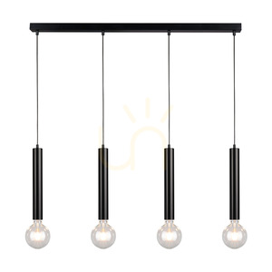 Cylindrisk taklampa 4xE27 max. 60 W Svart/Svart/Svart PVC 66 cm small 1