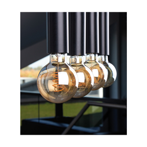 Cylindrisk taklampa 4xE27 max. 60 W Svart/Svart/Svart PVC 66 cm small 2