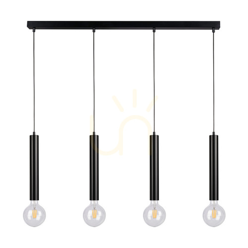 Kontrollera Cylindrisk taklampa 4xE27 max. 60 W Svart/Svart/Svart PVC 66 cm