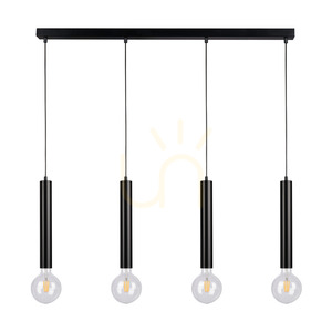 Cylindrisk taklampa 4xE27 max. 60 W Svart/Svart/Svart PVC 66 cm small 0