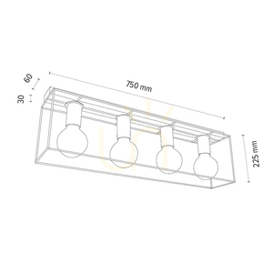 Gretter taklampa, 4xE27, Max. 60 W, vit/oljad ek, 75 cm small 1
