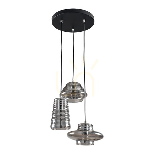 Kontrollera Bali taklampa 3xE27 60 W svart/grå Ø46 cm