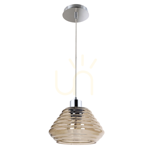 Kontrollera Bali taklampa 1xE27 60 W krom/brun/klar Ø15 cm