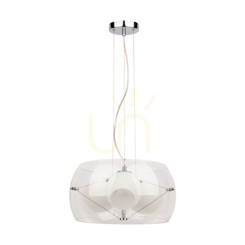 Kontrollera Lola taklampa 3xE27 Max. 40 W krom/klar/vit/klar, Ø 42 cm