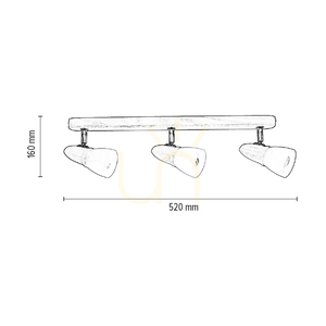Julietta taklampa, 3xE14, 40 W, blekt ek small 2