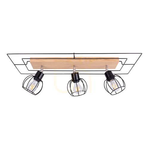 Kontrollera Chester taklampa, 3xE27, Max. 60 W, oljad ek/svart, 78 cm