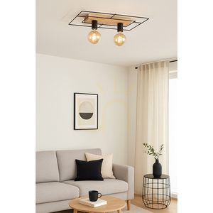 Chester taklampa, 2xE27, Max. 60 W, oljad ek/svart, 58 cm small 1