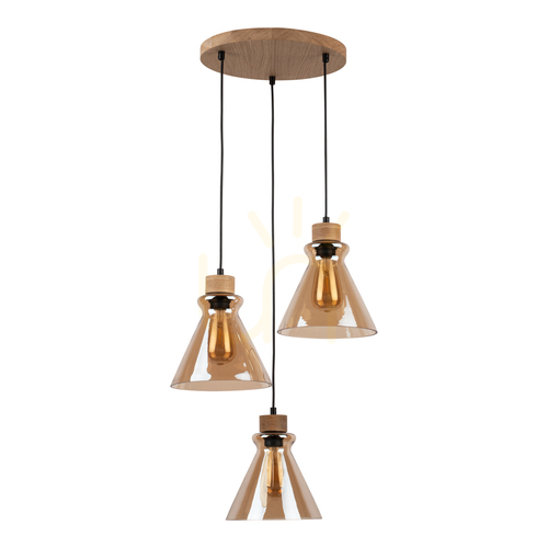 Kontrollera Serena taklampa 3xE27 Max. 60 W, oljad ek/svart PVC/brun, Ø 40 cm