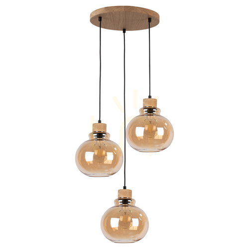 Kontrollera Serena taklampa 3xE27 Max. 60 W, oljad ek/svart PVC/brun, Ø 40 cm