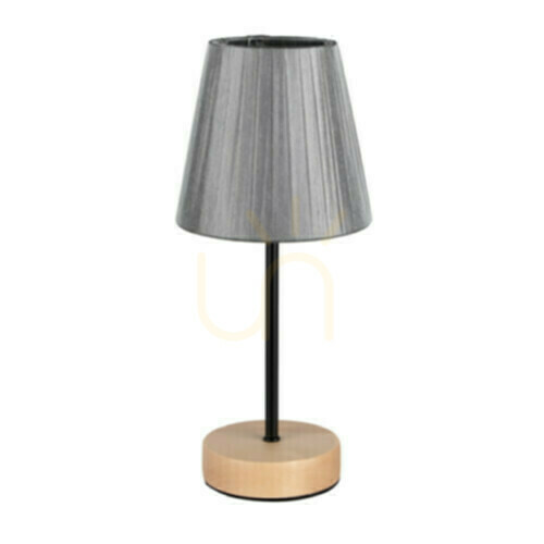 Kontrollera Mila bordslampa i trä, 1xE14, Max. 25 W, björk/svart/grå, Ø 14 cm