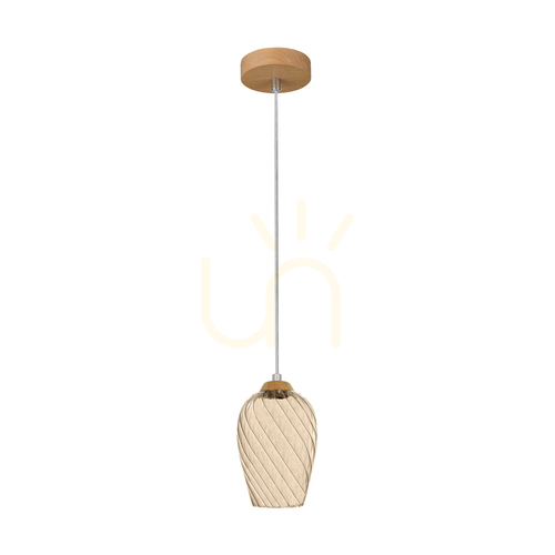 Kontrollera Minevra taklampa, 1xE14, Max. 40 W, oljad ek/transparent PVC/brun, Ø 17,5 cm