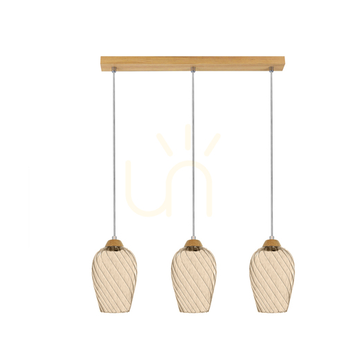 Kontrollera Minevra taklampa, 3xE14, Max. 40 W, oljad ek/transparent PVC/brun, 53 cm