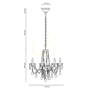 Odessa taklampa, 8xE14, Max. 40 W, guld/klar, Ø 71 cm small 3