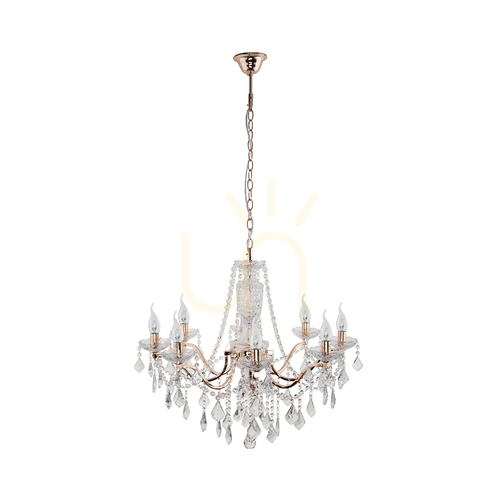 Kontrollera Odessa taklampa, 8xE14, Max. 40 W, guld/klar, Ø 71 cm