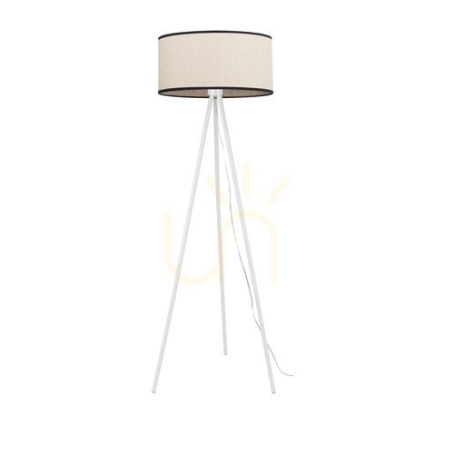 Kontrollera Golvlampa med treben, 1xE27, 40 W, vit/beige-svart, 52 cm