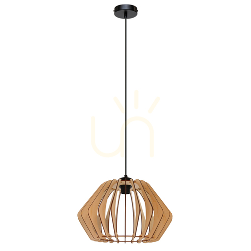 Kontrollera Hiroto Grand taklampa 1xE27 Max. 15 W Svart/Svart/Björk Ø 40 cm