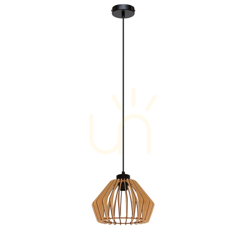 Kontrollera Hiroto taklampa 1xE27 Max. 15 W Svart/Svart/Björk Ø 28,5 cm