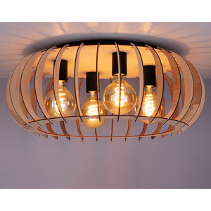 Taklampa Shiro, 4xE27, Max. 15 W, svart/björk, Ø 60 cm small 2