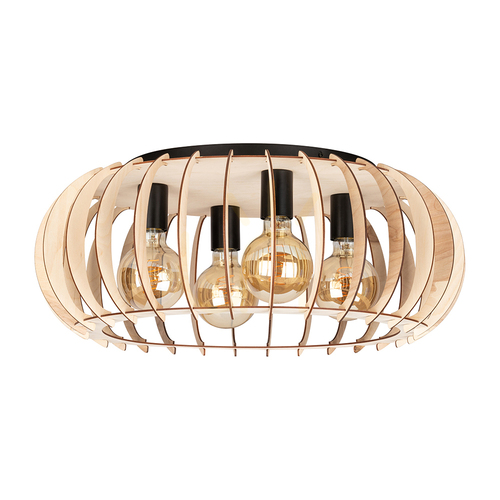 Kontrollera Taklampa Shiro, 4xE27, Max. 15 W, svart/björk, Ø 60 cm
