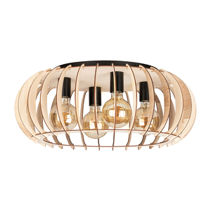 Taklampa Shiro, 4xE27, Max. 15 W, svart/björk, Ø 60 cm small 0