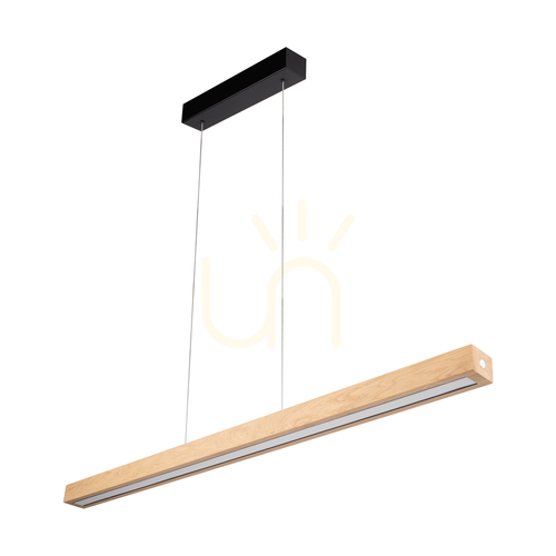 Kontrollera Valjevo U&amp;D taklampa, inklusive 2 st. 60 W LED-lampor, svart/oljad ek, beröringsdimmer, 115 cm