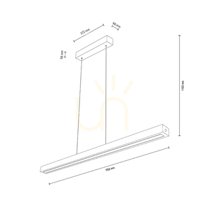 Valjevo U&amp;D taklampa, inklusive 1 st 36 W LED-lampa, svart/oljad ek, beröringsdimmer, 115 cm small 2