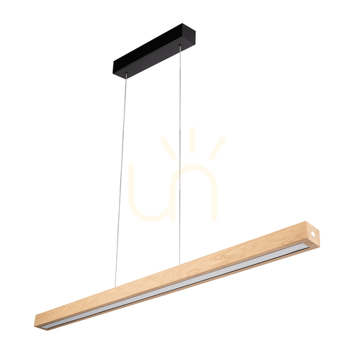 Kontrollera Valjevo U&amp;D taklampa, inklusive 1 st 36 W LED-lampa, svart/oljad ek, beröringsdimmer, 115 cm