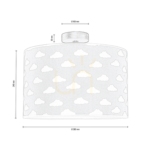 Fiete taklampa, 1xE27, Max. 60 W, betsad furu, grå/krom/gråvit, Ø 38 cm small 2