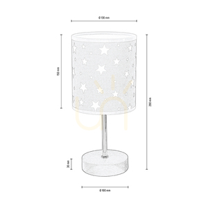 Fiete bordslampa, 1xE27, Max. 25 W, gråbetsad furu/krom/gråvitt, Ø 13 cm small 2