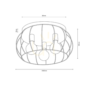 Chester taklampa, 3xE27, Max. 60 W, svart/oljad ek, Ø 50 cm small 1