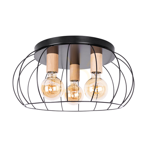 Kontrollera Chester taklampa, 3xE27, Max. 60 W, svart/oljad ek, Ø 50 cm