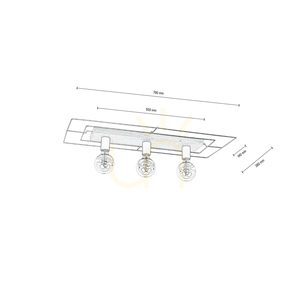 James taklampa, 3xE27, Max. 60 W, oljad ek/svart, 78 cm small 1