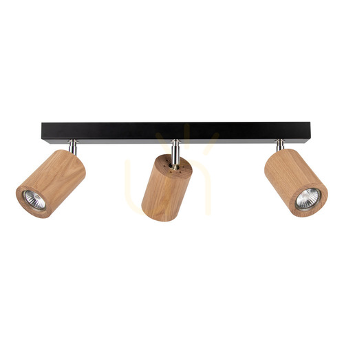 Kontrollera Taklampa Matti, inkluderar 3 GU10-fattningar, max. 5W, svart/oljad ek, 65 cm