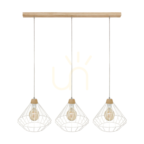 Kontrollera Kiara taklampa, 3xE27, Max. 60 W, oljad ek/transparent PVC/vit