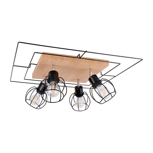 Kontrollera Chester taklampa, 4xE27, Max. 60 W, oljad ek/svart, 58 cm