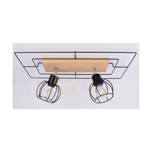 Kontrollera Sombor taklampa, 2 x E27, Max. 60 W, oljad ek/svart, 58 cm