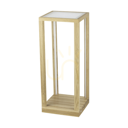 Kontrollera Tavoli Glass 1xLED sidobord, 33 W, oljad ek/svart/frostat glas/beröringsdimmer, 25 cm