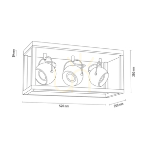 Roy taklampa, inklusive 3 st. 5 W GU10-LED-lampor, oljad ek/svart, 52 cm small 3