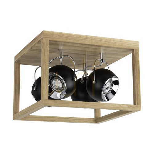 Kontrollera Roy taklampa, inklusive 4 st. 5 W GU10-LED-lampor, oljad ek/svart, 36 cm