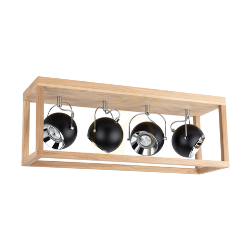 Kontrollera Roy taklampa, inklusive 4 st. 5 W GU10-LED-lampor, oljad ek/svart, 68 cm