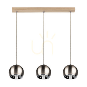 Ball Wood taklampa, inklusive 3 st. 5 W GU10-LED-lampor, oljad ek/satin, 52 cm small 0