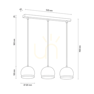 Spot Light BALL WOOD 5143374 pendellampa, oljad ek och svart, 3×GU10, 52 cm small 3