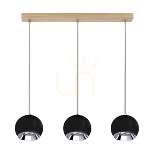 Spot Light BALL WOOD 5143374 pendellampa, oljad ek och svart, 3×GU10, 52 cm small 0