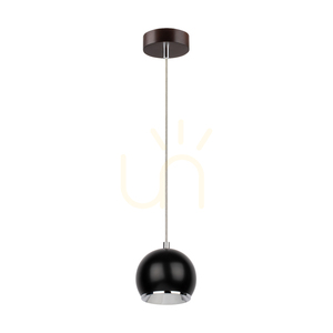 Ball Wood taklampa, inklusive 1 st 5 W GU10 LED-lampa, valnöt/svart, Ø12 cm small 0