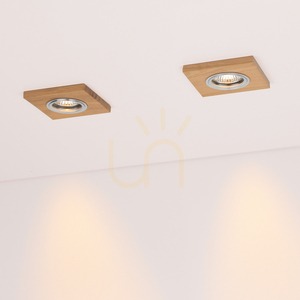 Vitar Wood fyrkantig taklampa, inklusive 1 st 6 W GU10 LED-lampa, oljad ek, 9,5 cm small 1